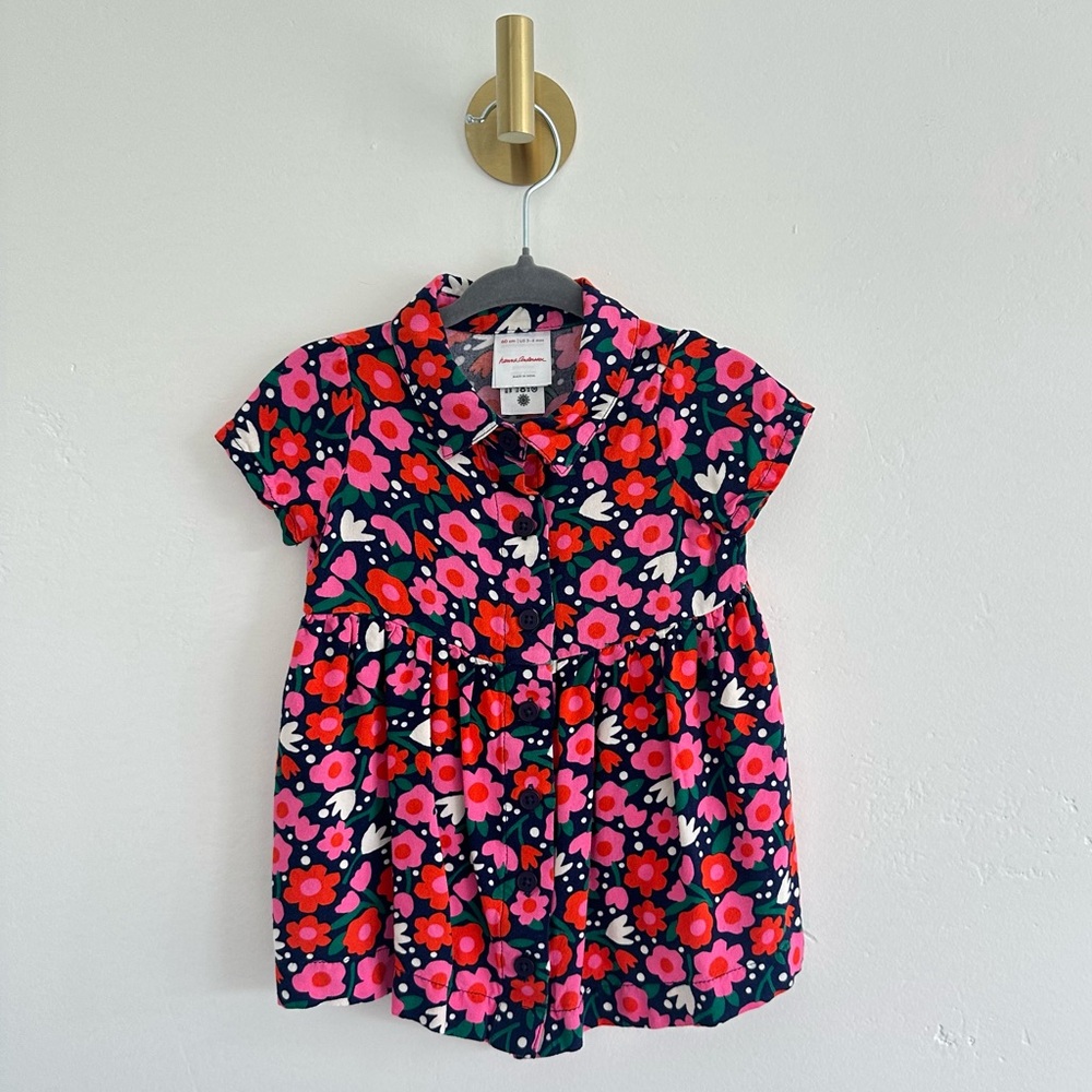 Hanna Andersson Woven Button Front Shirt Dress Size 3-6 Months